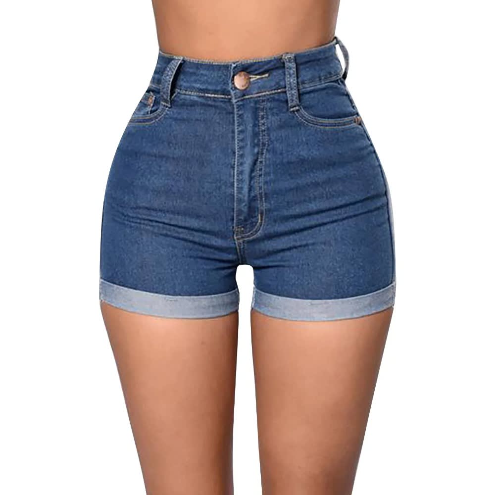 2023 High Waisted Women's Rolled Denim Shorts